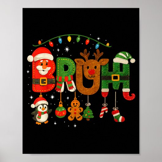 Funny Red White And Bruh Boys Xmas Christmas Pajam Poster (Vorne)
