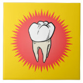 Funny Red White Beige Extracted Molar Sternexplosi Fliese (Vorderseite)