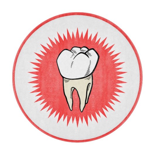 Funny Red White Beige Extracted Molar Sternexplosi Schneidebrett (Vorderseite)