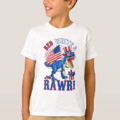 Funny Red White & Rawr T Rex USA Flag 4. Juli T-Shirt (Vorderseite)