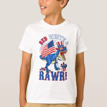 Funny Red White & Rawr T Rex USA Flag 4. Juli