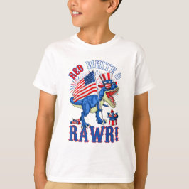 Funny Red White & Rawr T Rex USA Flag 4. Juli T-Shirt