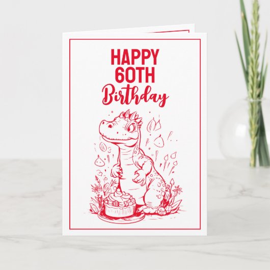 Funny Red & White Trex Husband 60. Geburtstag Karte (Vorderseite)