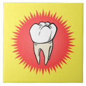 Funny Red White Yellow Extracted Molar Sternexplos Fliese (Vorderseite)