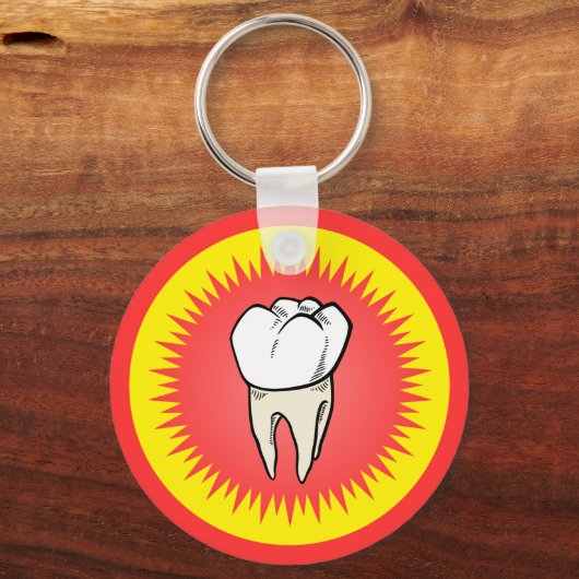 Funny Red White Yellow Extracted Molar Sternexplos Schlüsselanhänger (Vorderseite)