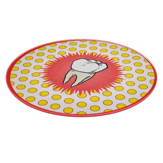 Funny Red White Yellow Extracted Molar Sternexplos Schneidebrett (Ecke)
