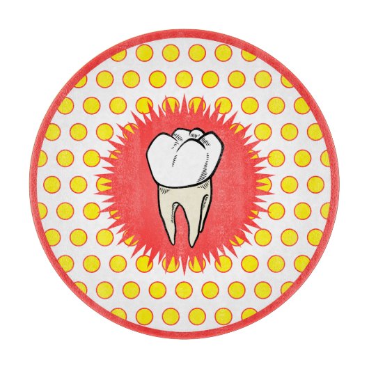 Funny Red White Yellow Extracted Molar Sternexplos Schneidebrett (Vorderseite)