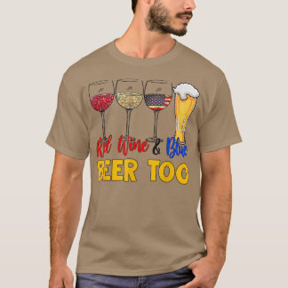Funny Red Wine und Blue Biere zu 4. Juli Drink T-Shirt