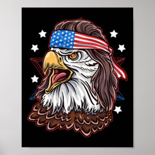 Funny Redneck 80er Patriotic Proud Mullet Poster