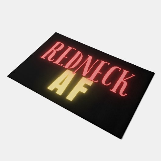 Funny Redneck AF Neon Fußmatte (Schrägansicht)