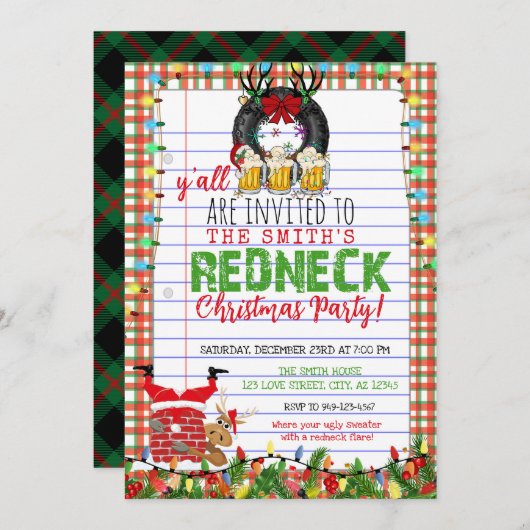 Funny Redneck Weihnachts-Feiertag Einladung (Vorne/Hinten)