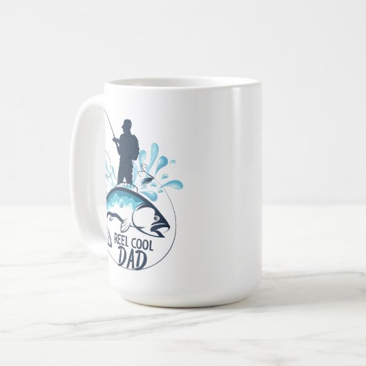 Funny Reel Cooler Vater Angeln Kaffeetasse (Vorderseite Links)