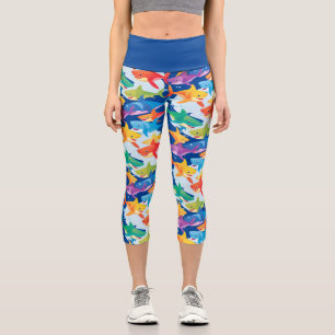 Funny Regenbogenhai Geburtstagsballon Party Famili Capri Leggings