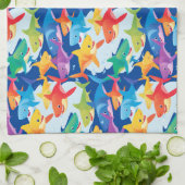 Funny Regenbogenhai Geburtstagsballon Party Famili Geschirrtuch (Gefaltet)