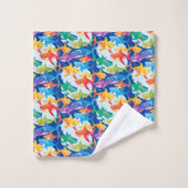 Funny Regenbogenhai Geburtstagsparty Pattern Badhandtuch Set (Waschlappen)