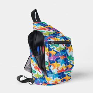 Funny Regenbogenhai Geburtstagsparty Pattern Crossbody Bag
