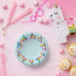Funny Regenbogenhai Geburtstagsparty Pattern Kinde Pappteller