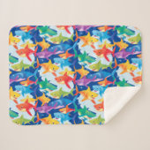 Funny Regenbogenhai Geburtstagsparty Pattern Sherpadecke (Vorderseite (Horizontal))