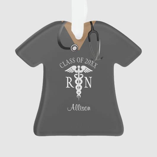 Funny Registered Nurse Graduate Scrub Top Monogram Ornament (Vorderseite)
