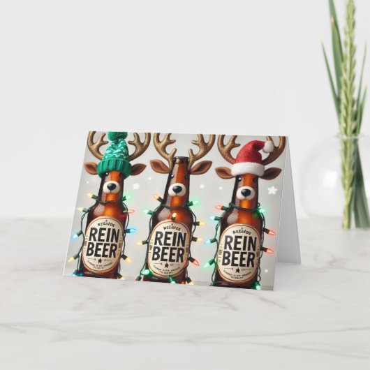 Funny Rein Beer Holiday Card Feiertagskarte (Vorderseite)