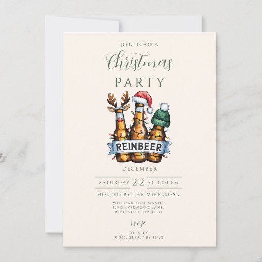 Funny Reinbeer Christmas Einladung (Vorderseite)