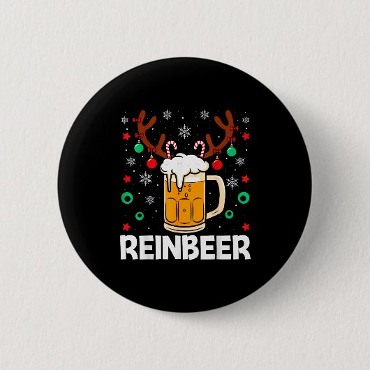 Funny Reinbeer Winedeer Beer Wine Matching Couples Button (Vorderseite)