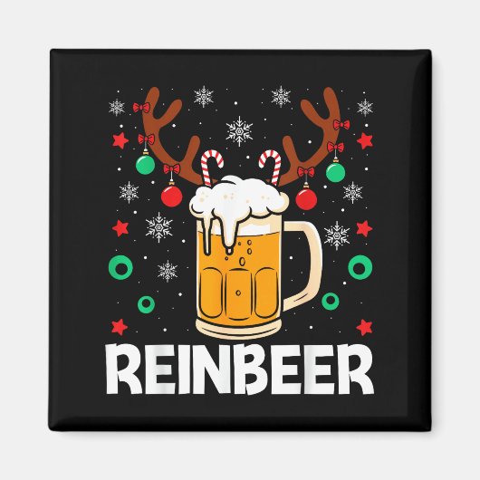 Funny Reinbeer Winedeer Beer Wine Matching Couples Magnet (Vorne)