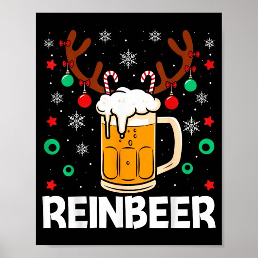 Funny Reinbeer Winedeer Beer Wine Matching Couples Poster (Vorne)