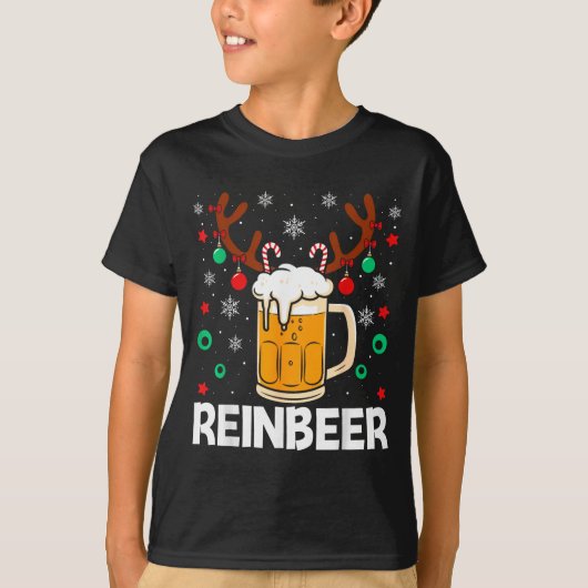 Funny Reinbeer Winedeer Beer Wine Matching Couples T-Shirt (Vorderseite)