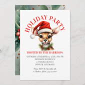 Funny Reindee Christmas wünscht Einladung (Vorne/Hinten)