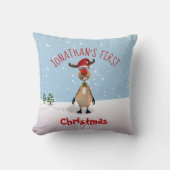 Funny Reindeer Baby's First Christmas Throw Kissen (Vorderseite)