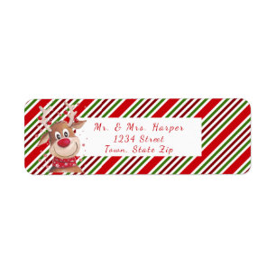 Funny Reindeer Big Red Nose Red White Strip