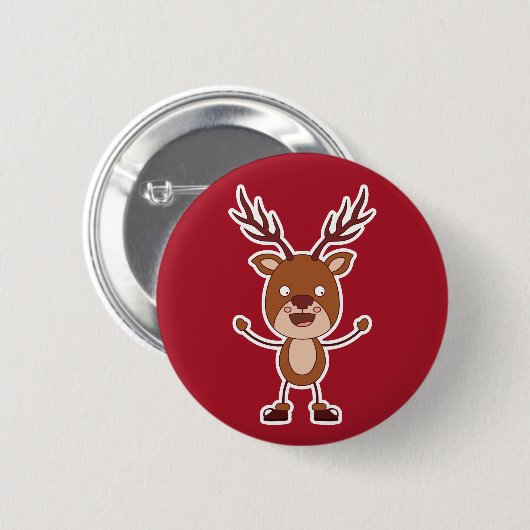 Funny Reindeer Buttons (Vorne & Hinten)