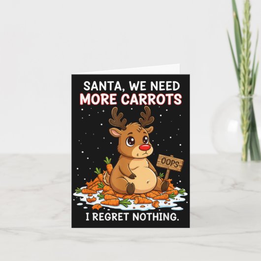 Funny Reindeer Carrot Hoarder Christmas Design Karte (Vorderseite)