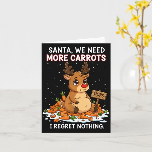 Funny Reindeer Carrot Hoarder Christmas Design Karte (Gelbe Blume)