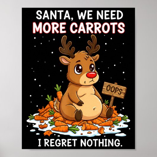 Funny Reindeer Carrot Hoarder Christmas Design Poster (Vorne)