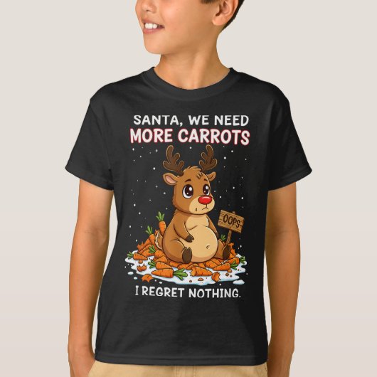 Funny Reindeer Carrot Hoarder Christmas Design  T-Shirt (Vorderseite)