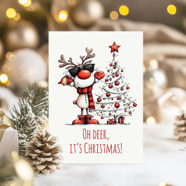 Funny Reindeer Christmas Card – Oh Deer! Feiertagskarte