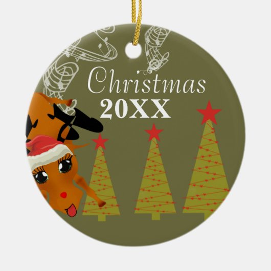 Funny Reindeer Christmas Couples Foto Ornament (Vorne)