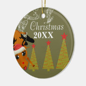 Funny Reindeer Christmas Couples Foto Ornament (Links)