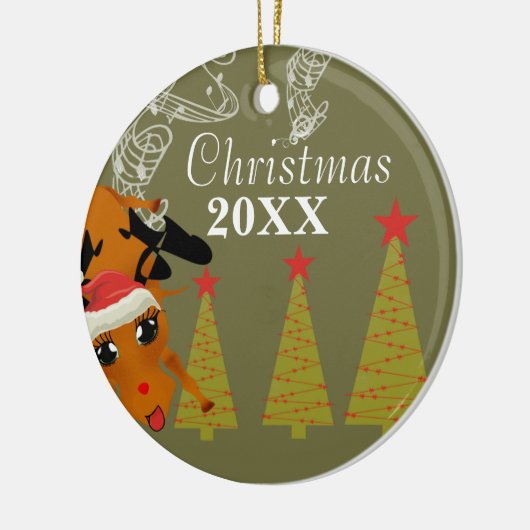 Funny Reindeer Christmas Couples Foto Ornament (Links)