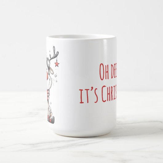 Funny Reindeer Christmas Mug – Oh Deer! Kaffeetasse (Mittel)