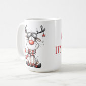 Funny Reindeer Christmas Mug – Oh Deer! Kaffeetasse (Vorderseite Links)