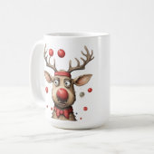 Funny Reindeer Christmas Weihnachtsbällchen Kaffeetasse (Vorderseite Links)