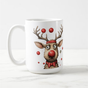 Funny Reindeer Christmas Weihnachtsbällchen Kaffeetasse