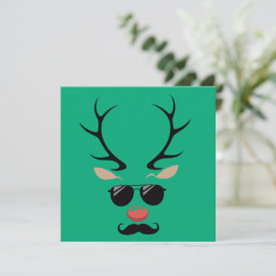 Funny Reindeer Christmas Winter Familie Niedlich H Feiertagskarte
