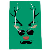 Funny Reindeer Christmas Winter Familie Niedlich H Mittlere Geschenktüte (Vorderseite)