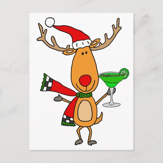 Funny Reindeer Drinks Margarita Weihnachten Kunst (Vorderseite)