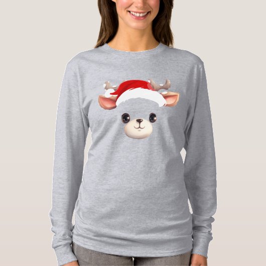 Funny Reindeer Face frohe Weihnachtsfamilie T-Shirt (Vorderseite)