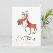 Funny Reindeer Frohe Weihnachten Firmengrüße (Stehend Vorderseite)